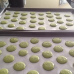 piped macaron batter